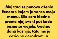 „U trećem razredu srednje škole, moj tata se ponovo oženio ženom s kojom je nekoliko godina ranije varao moju mamu.” „U trećem razredu srednje škole, moj tata se ponovo oženio ženom s kojom je nekoliko godina ranije varao moju mamu.”