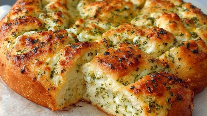 HLJEB S BIJELIM LUKOM I MOZZARELLOM KOJI SE RAZVLAČI – SAVRŠEN ZA DIJELJENJE HLJEB S BIJELIM LUKOM I MOZZARELLOM KOJI SE RAZVLAČI – SAVRŠEN ZA DIJELJENJE