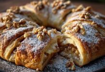 HRSKAVO LISNATO TIJESTO PUNJENO TOPLOM SMJESOM JABUKA, GROŽĐICA I ORAHA – jednostavno, a izgleda spektakularno HRSKAVO LISNATO TIJESTO PUNJENO TOPLOM SMJESOM JABUKA, GROŽĐICA I ORAHA – jednostavno, a izgleda spektakularno