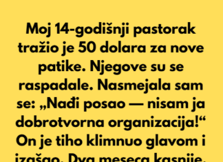 Moj 14-godišnji pastorak tražio je 50 dolara za nove patike. Moj 14-godišnji pastorak tražio je 50 dolara za nove patike.