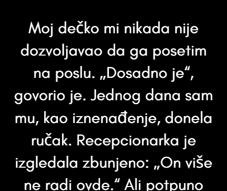 Moj dečko mi nikada nije dozvoljavao da ga posetim na radnom mestu. Moj dečko mi nikada nije dozvoljavao da ga posetim na radnom mestu.