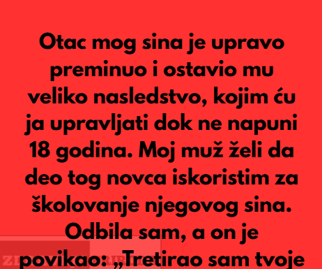 Odbila sam da podelim nasledstvo svog sina sa posinkom — a muž me je naterao da platim cenu. Odbila sam da podelim nasledstvo svog sina sa posinkom — a muž me je naterao da platim cenu.
