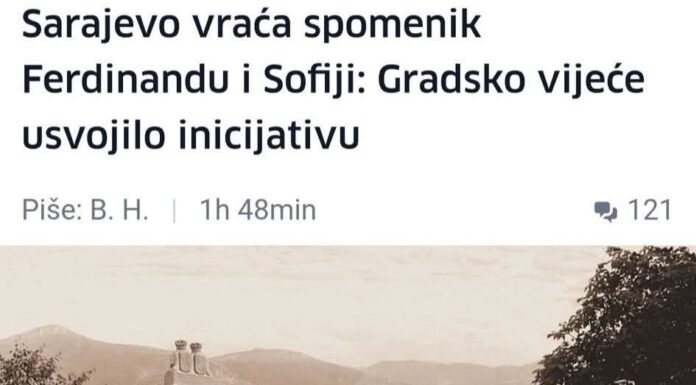 Sarajevo vraća spomenik Ferdinandu i Sofiji: Gradsko vijeće usvojilo inicijativu Sarajevo vraća spomenik Ferdinandu i Sofiji: Gradsko vijeće usvojilo inicijativu