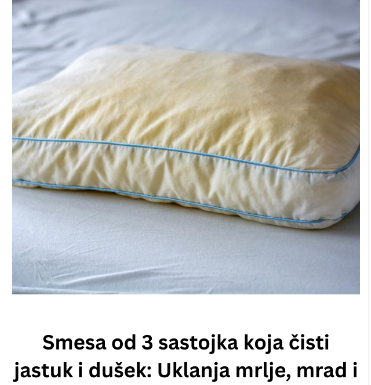 Smesa od 3 sastojka koja čisti jastuk i dušek: Uklanja mrlje, mrad i grinje Smesa od 3 sastojka koja čisti jastuk i dušek: Uklanja mrlje, mrad i grinje