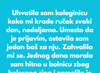 Uhvatila sam koleginicu kako mi krade ručak svaki dan, nedeljama. Uhvatila sam koleginicu kako mi krade ručak svaki dan, nedeljama.