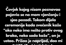 “Čovjek kojeg nisam poznavao pojavio se na mom vjenčanju i sjeo pozadi.” “Čovjek kojeg nisam poznavao pojavio se na mom vjenčanju i sjeo pozadi.”