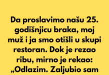 Da proslavimo našu 25. godišnjicu braka, moj muž i ja smo otišli u skupi restoran. Da proslavimo našu 25. godišnjicu braka, moj muž i ja smo otišli u skupi restoran.