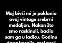 Moj bivši mi je poklonio ovaj vintage srebrni medaljon. Nakon što smo raskinuli, bacila sam ga u ladicu. Moj bivši mi je poklonio ovaj vintage srebrni medaljon. Nakon što smo raskinuli, bacila sam ga u ladicu.