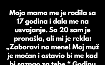 Moja mama me je rodila sa 17 godina i dala me na usvajanje. Moja mama me je rodila sa 17 godina i dala me na usvajanje.