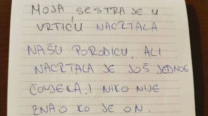 Moja sestra je nacrtala našu porodicu u vrtiću, ali je nacrtala i osobu koju nije poznavala: Kada je tetka pitala ko je on, sestra je rekla… Moja sestra je nacrtala našu porodicu u vrtiću, ali je nacrtala i osobu koju nije poznavala: Kada je tetka pitala ko je on, sestra je rekla…