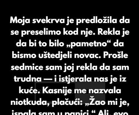 Moja svekrva nas je istjerala nakon što sam joj rekla da sam trudna — a onda sam otkrila istinu. Moja svekrva nas je istjerala nakon što sam joj rekla da sam trudna — a onda sam otkrila istinu.