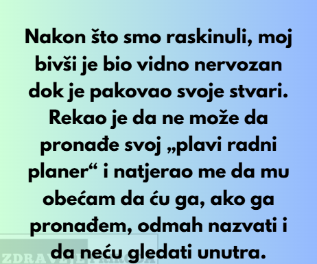Nakon što smo raskinuli, moj bivši je bio vidno nervozan dok je pakovao svoje stvari. Nakon što smo raskinuli, moj bivši je bio vidno nervozan dok je pakovao svoje stvari.