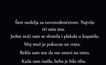 “Nisam spavala više od tri sata punih šest nedelja. Nova beba.” “Nisam spavala više od tri sata punih šest nedelja. Nova beba.”