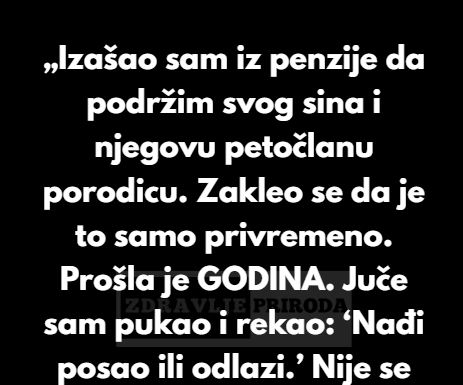 „Odbijam da nastavim da radim i nakon penzije kako bih izdržavao svog odraslog sina.“ „Odbijam da nastavim da radim i nakon penzije kako bih izdržavao svog odraslog sina.“
