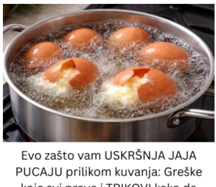 Evo zašto vam USKRŠNJA JAJA PUCAJU prilikom kuvanja: Greške koje svi prave i TRIKOVI kako da to izbegnete Evo zašto vam USKRŠNJA JAJA PUCAJU prilikom kuvanja: Greške koje svi prave i TRIKOVI kako da to izbegnete