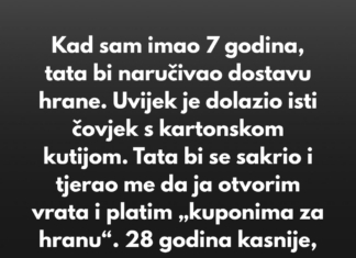 “Kad sam imao 7 godina, tata bi naručivao dostavu hrane. Uvijek je dolazio isti čovjek s kartonskom kutijom…” “Kad sam imao 7 godina, tata bi naručivao dostavu hrane. Uvijek je dolazio isti čovjek s kartonskom kutijom…”