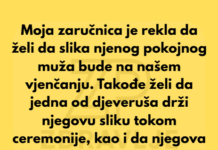 Moja zaručnica želi da postavi slike svog pokojnog muža svuda po našem vjenčanju, ali ja to odbijam prihvatiti. Moja zaručnica želi da postavi slike svog pokojnog muža svuda po našem vjenčanju, ali ja to odbijam prihvatiti.