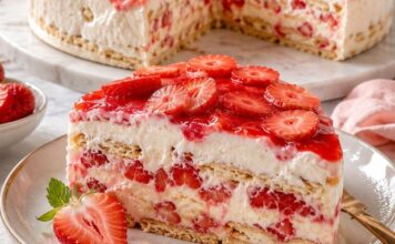 KEKS TORTA SA JAGODAMA – bez pečenja, gotova za 15 minuta KEKS TORTA SA JAGODAMA – bez pečenja, gotova za 15 minuta