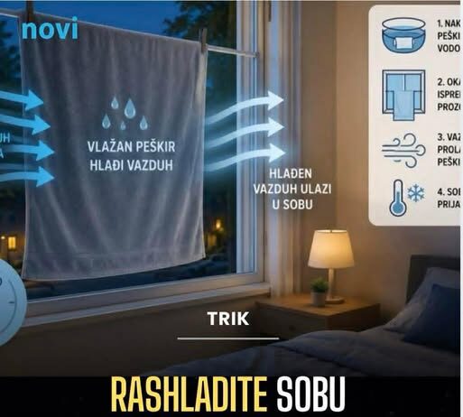 Trik koji rashlađuje spavaću sobu za 5 minuta bez klime i ventilatora: Treba vam samo peškir Trik koji rashlađuje spavaću sobu za 5 minuta bez klime i ventilatora: Treba vam samo peškir