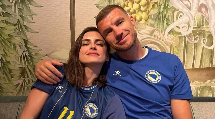 Amra i Edin Džeko pozirali zagrljeni u bojama bh. reprezentacije u SAD-u, fotografija privukla pažnju navijača Amra i Edin Džeko pozirali zagrljeni u bojama bh. reprezentacije u SAD-u, fotografija privukla pažnju navijača