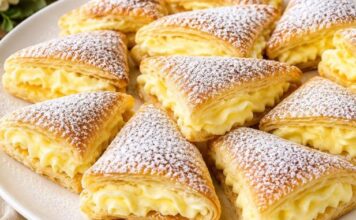 Ovaj desert je gotov za 5 minuta – lisnati trouglići sa kremom koji nestaju u trenu! Ovaj desert je gotov za 5 minuta – lisnati trouglići sa kremom koji nestaju u trenu!