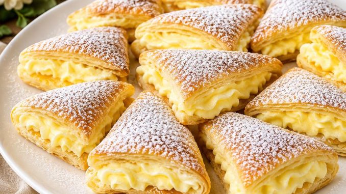 Ovaj desert je gotov za 5 minuta – lisnati trouglići sa kremom koji nestaju u trenu! Ovaj desert je gotov za 5 minuta – lisnati trouglići sa kremom koji nestaju u trenu!