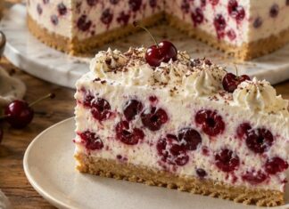 Posna voćna torta sa višnjama bez pečenja – kremasta i svečana Posna voćna torta sa višnjama bez pečenja – kremasta i svečana