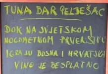 Tuna bar Pelješac oduševio ponudom za Svjetsko prvenstvo: Besplatno vino sve dok se BiH i Hrvatska takmiče Tuna bar Pelješac oduševio ponudom za Svjetsko prvenstvo: Besplatno vino sve dok se BiH i Hrvatska takmiče