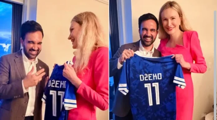 Uputila i poruku Zmajevima: Amra Šabić-El-Rayess gradonačelniku New Yorka uručila dres Edina Džeke Uputila i poruku Zmajevima: Amra Šabić-El-Rayess gradonačelniku New Yorka uručila dres Edina Džeke
