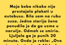 Bio sam u autobusu kada je moja beba počela toliko glasno plakati da su se svi okretali i gledali u nas. Bilo mi je strašno neugodno. Šta god da sam pokušavao, nije prestajao. Bio sam u autobusu kada je moja beba počela toliko glasno plakati da su se svi okretali i gledali u nas. Bilo mi je strašno neugodno. Šta god da sam pokušavao, nije prestajao.