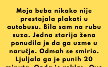 Bio sam u autobusu kada je moja beba počela toliko glasno plakati da su se svi okretali i gledali u nas. Bilo mi je strašno neugodno. Šta god da sam pokušavao, nije prestajao. Bio sam u autobusu kada je moja beba počela toliko glasno plakati da su se svi okretali i gledali u nas. Bilo mi je strašno neugodno. Šta god da sam pokušavao, nije prestajao.