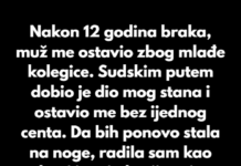 Nakon 12 godina braka, muž me ostavio zbog mlađe kolegice. Sudskim putem dobio je dio mog stana i ostavio me bez ijednog centa. Nakon 12 godina braka, muž me ostavio zbog mlađe kolegice. Sudskim putem dobio je dio mog stana i ostavio me bez ijednog centa.