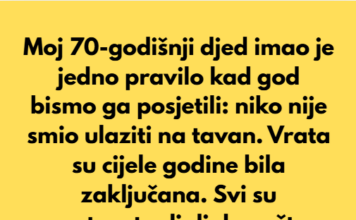 Moj 70-godišnji djed imao je jedno pravilo kad god bismo ga posjetili: niko nije smio ulaziti na tavan. Moj 70-godišnji djed imao je jedno pravilo kad god bismo ga posjetili: niko nije smio ulaziti na tavan.