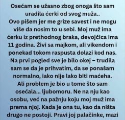 “Osećam se užasno zbog onoga što sam uradila ćerki od svog muža…” “Osećam se užasno zbog onoga što sam uradila ćerki od svog muža…”