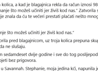 „Plati. To je najmanje što možeš učiniti kad već živiš kod nas.“ Zatvorila sam novčanik, rekla „Ne“ i bez svađe otišla. Nije ni slutila da ću iste večeri prestati plaćati nešto mnogo važnije od namirnica. „Plati. To je najmanje što možeš učiniti kad već živiš kod nas.“ Zatvorila sam novčanik, rekla „Ne“ i bez svađe otišla. Nije ni slutila da ću iste večeri prestati plaćati nešto mnogo važnije od namirnica.