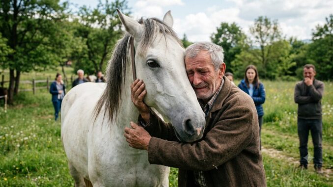 Zagrljaj nakon pet godina tišine: Dan kada je bijeli konj vratio dug svom starom gazdi Zagrljaj nakon pet godina tišine: Dan kada je bijeli konj vratio dug svom starom gazdi