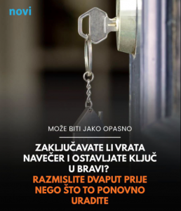 Zaključavate li vrata navečer i ostavljate ključ u bravi? Razmislite dobro prije nego što to uradite Zaključavate li vrata navečer i ostavljate ključ u bravi? Razmislite dobro prije nego što to uradite